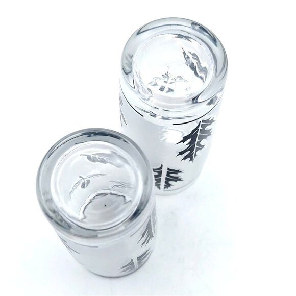 Libbey Silver Leaf Frosted Juice Glasses 4 Inch Tumblers Set of 2 Vintage MCM - Picture 4 of 6